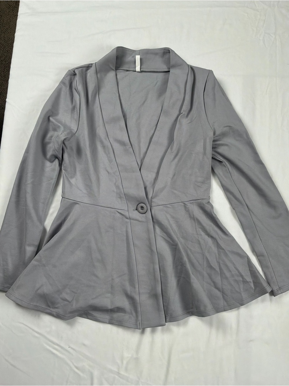 HALARA Light Gray Single-Button Peplum Blazer